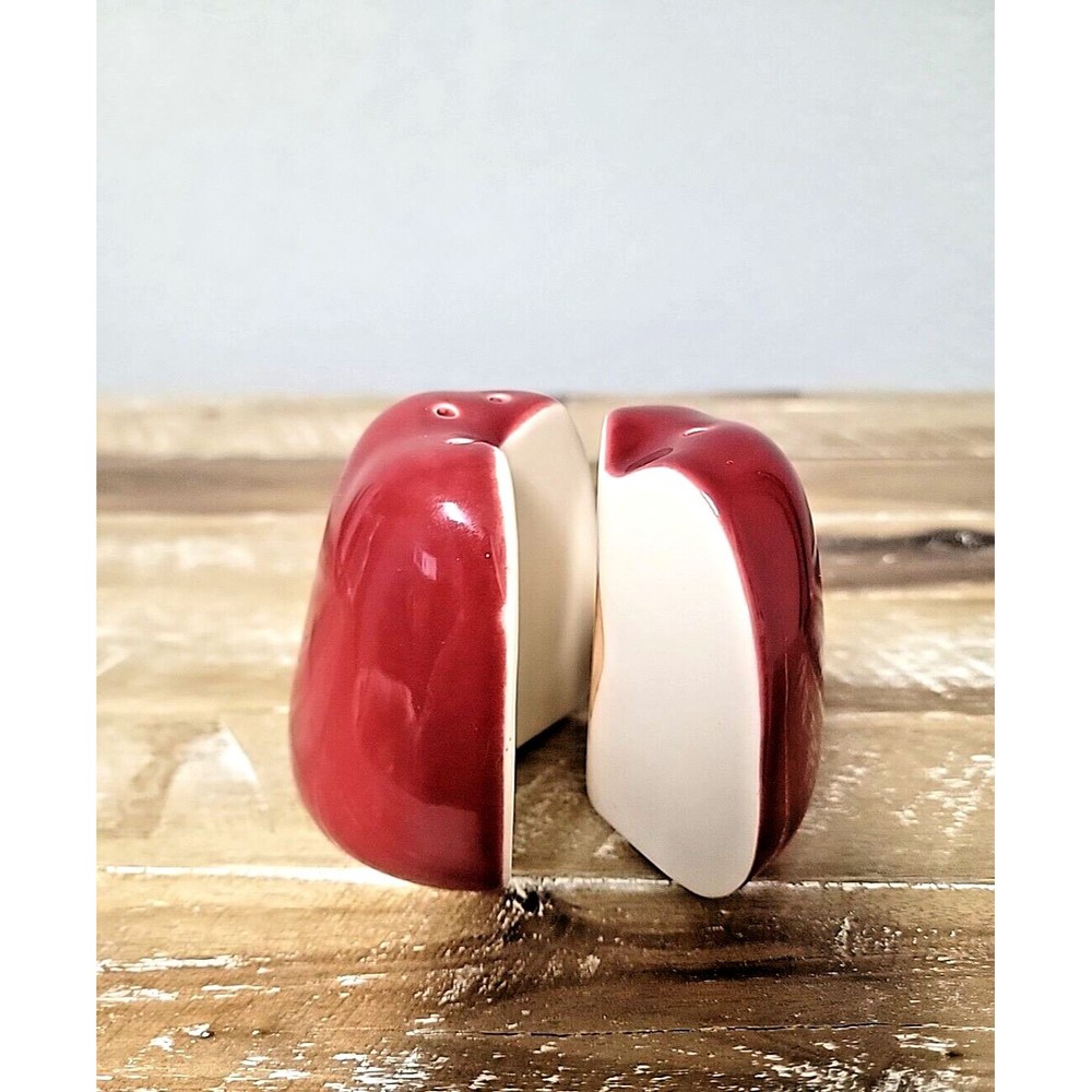 Molde Ceramic Split In Two Apple Salt & Pepper Shaker Set Sliced Halves